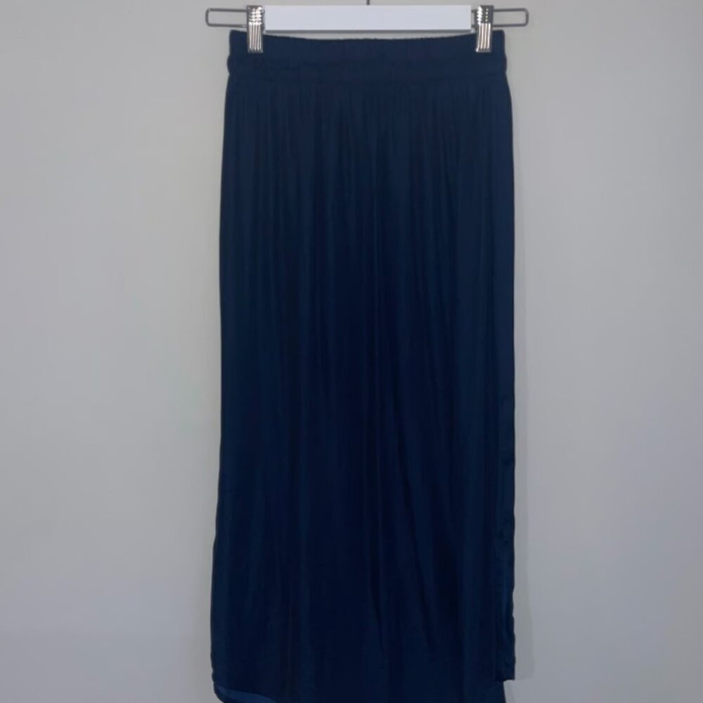 LOFT Petite Navy Blue High-Waisted Pleated Skirt XXSP